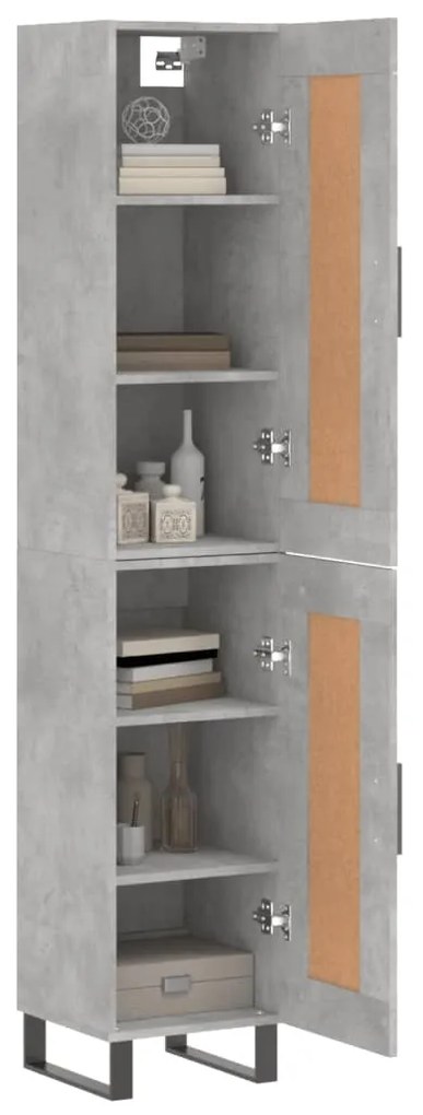 Credenza grigio cemento 34,5x34x180 cm in legno multistrato