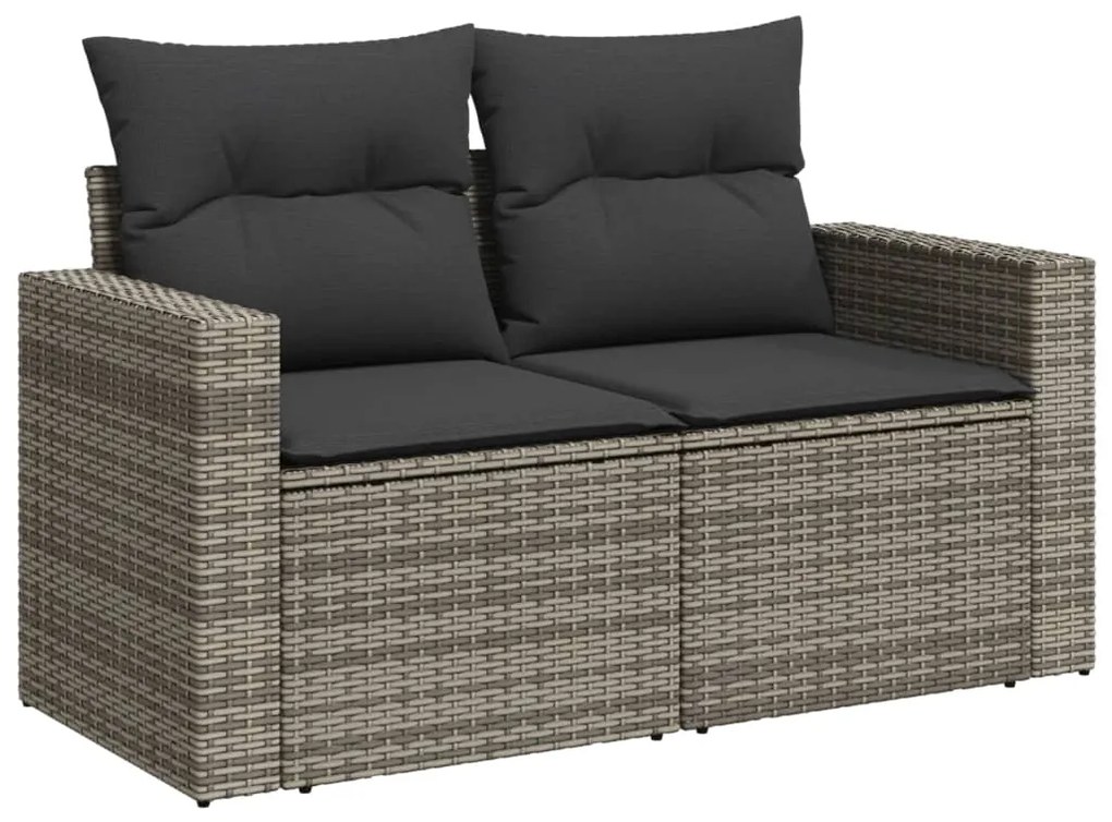 Set divani da giardino 12 pz con cuscini grigio in polyrattan