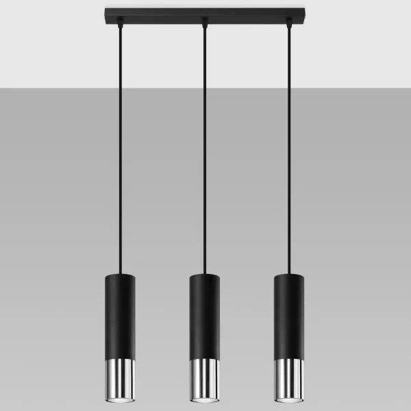 Sollux SL.0942 - Lampadario a sospensione con filo LOOPEZ 3xGU10/10W/230V nero/cromo