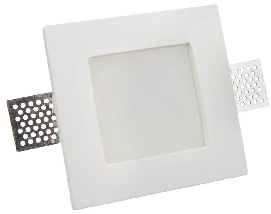 Portafaretto GU10 e MR16 in Gesso Pitturabile con Copertura Satinata Quadrato Ø120x120 mm