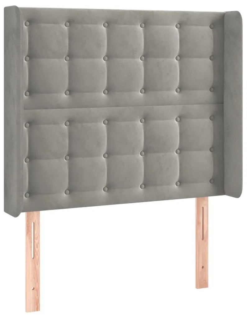 Testiera ad orecchio grigio chiaro 103x16x118/128 cm in velluto