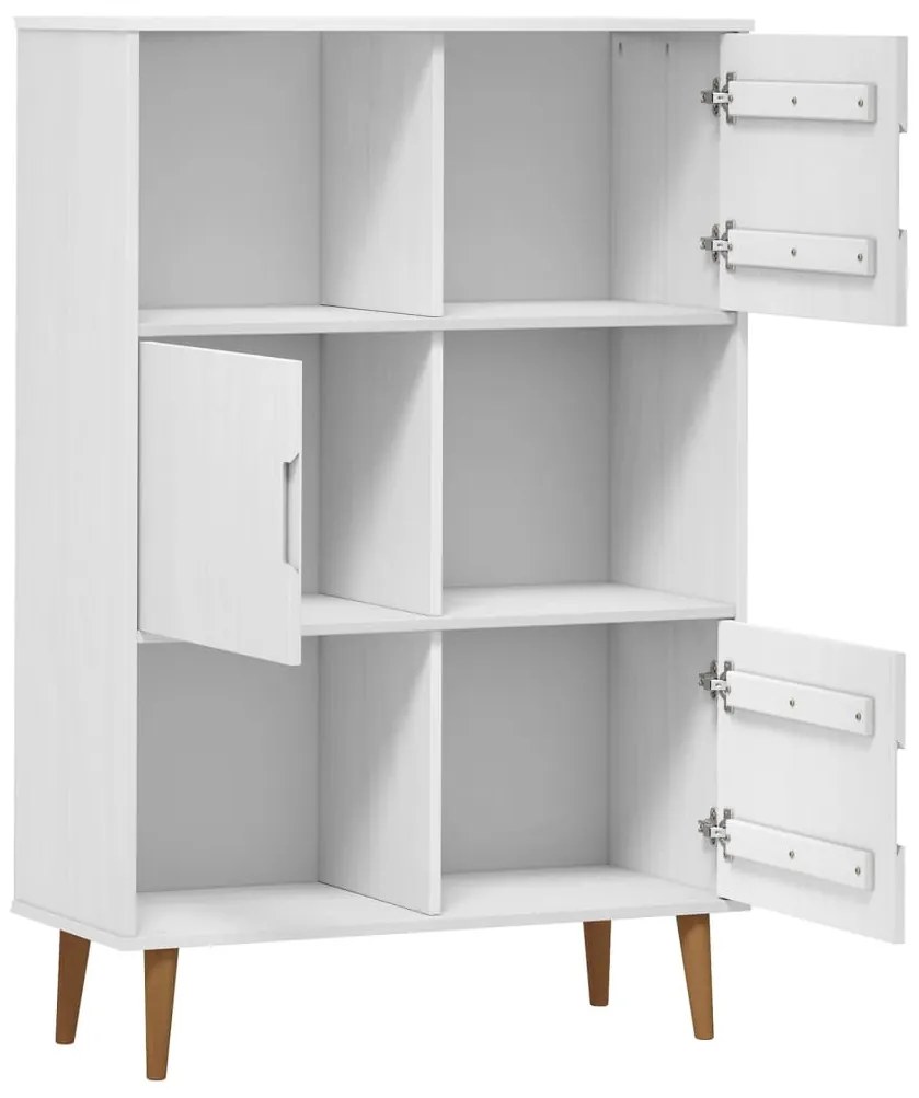 Libreria MOLDE Bianca 90x35x133,5 cm in Legno Massello di Pino