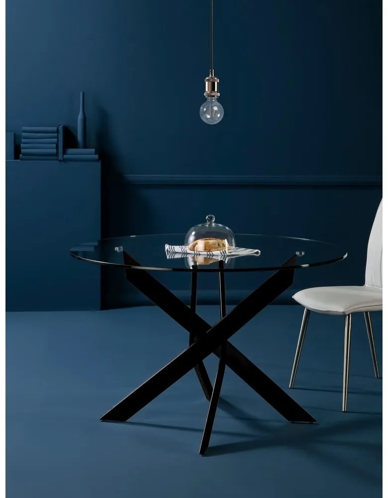 Tavolo da pranzo rotondo con piano in vetro 120x120 cm Ruth - Marckeric