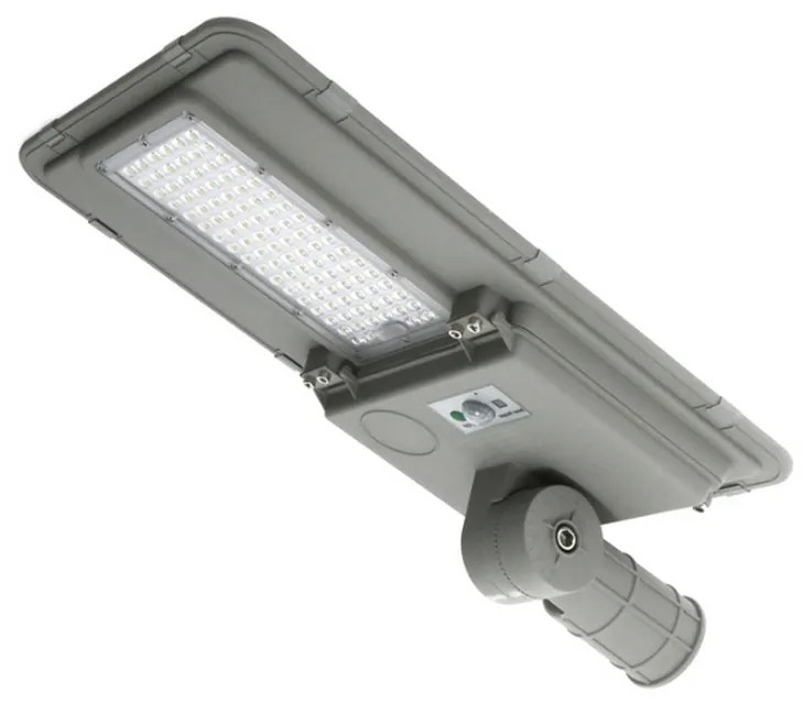 Lampione stradale Led 100W Grigio con pannello solare IP65 Bianco neutro 4000K con sensore crepuscolare e di movimento M LEDME