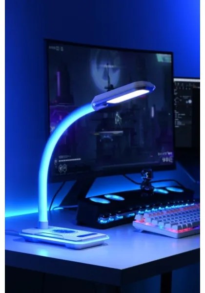 Immax 08989L - LED RGBW Lampada da tavolo dimmerabile con Qi di ricarica 30W/230V nero