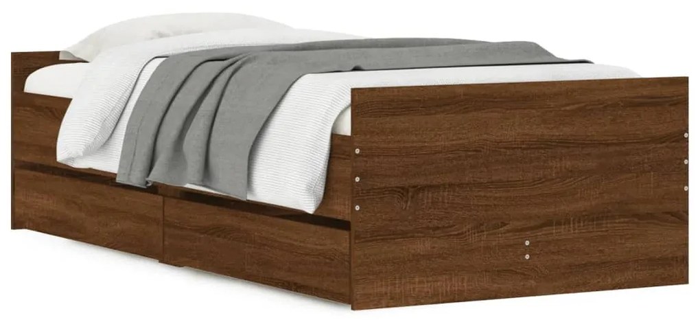 Giroletto con cassetti rovere marrone 75x190 cm small single