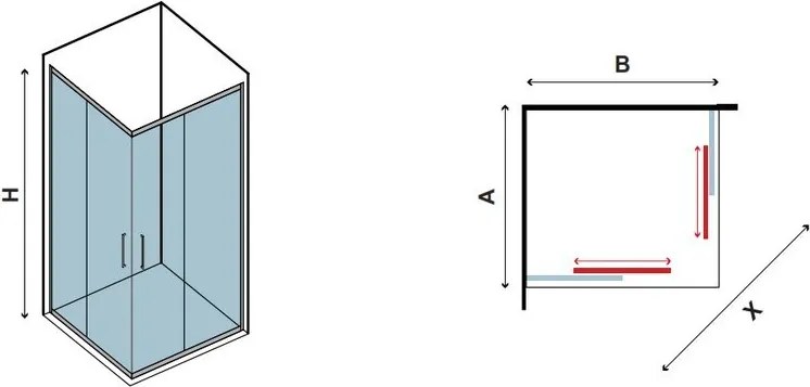 Box doccia 90x80 altezza 180 cm cristallo trasparente K410 - KAMALU