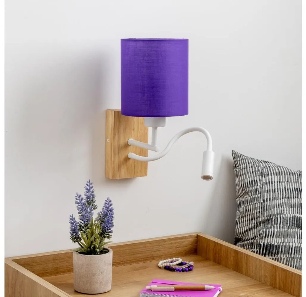 Brilagi - Applique a LED NUBILA WOOD 1xE27/25W/230V + LED/3W quercia/viola