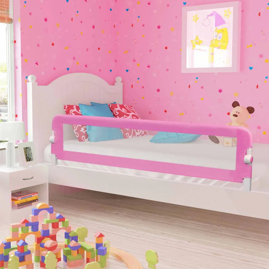 Sponde Letto Di Sicurezza Per Bambini Rosa 180x42cm Poliestere /
