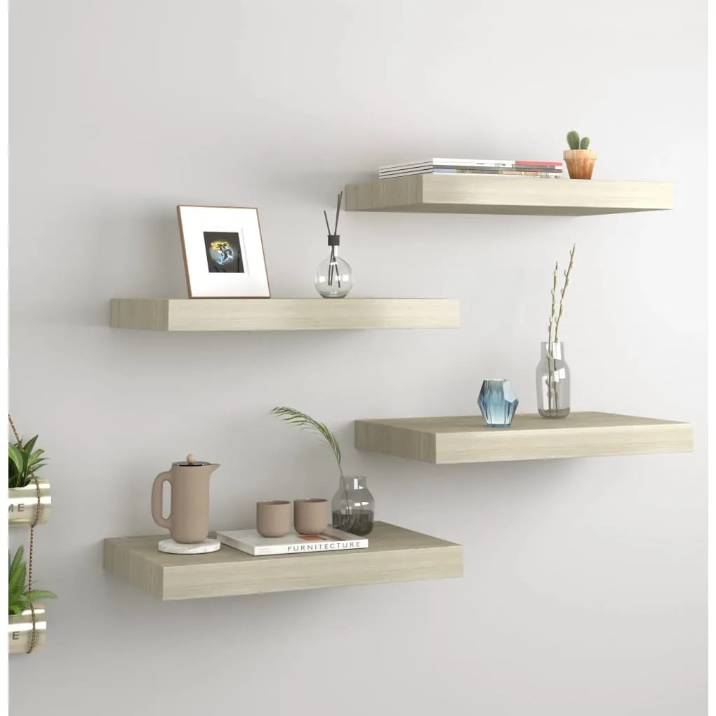 Scaffali A Parete 4 Pz Rovere 40x23x3,8 Cm İn Mdf /