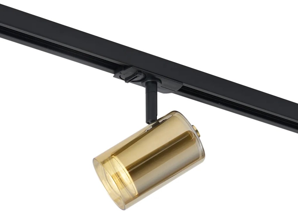 Faretto moderno oro con vetro ambrato per sistema di illuminazione a binario monofase - Iconic Lloyd