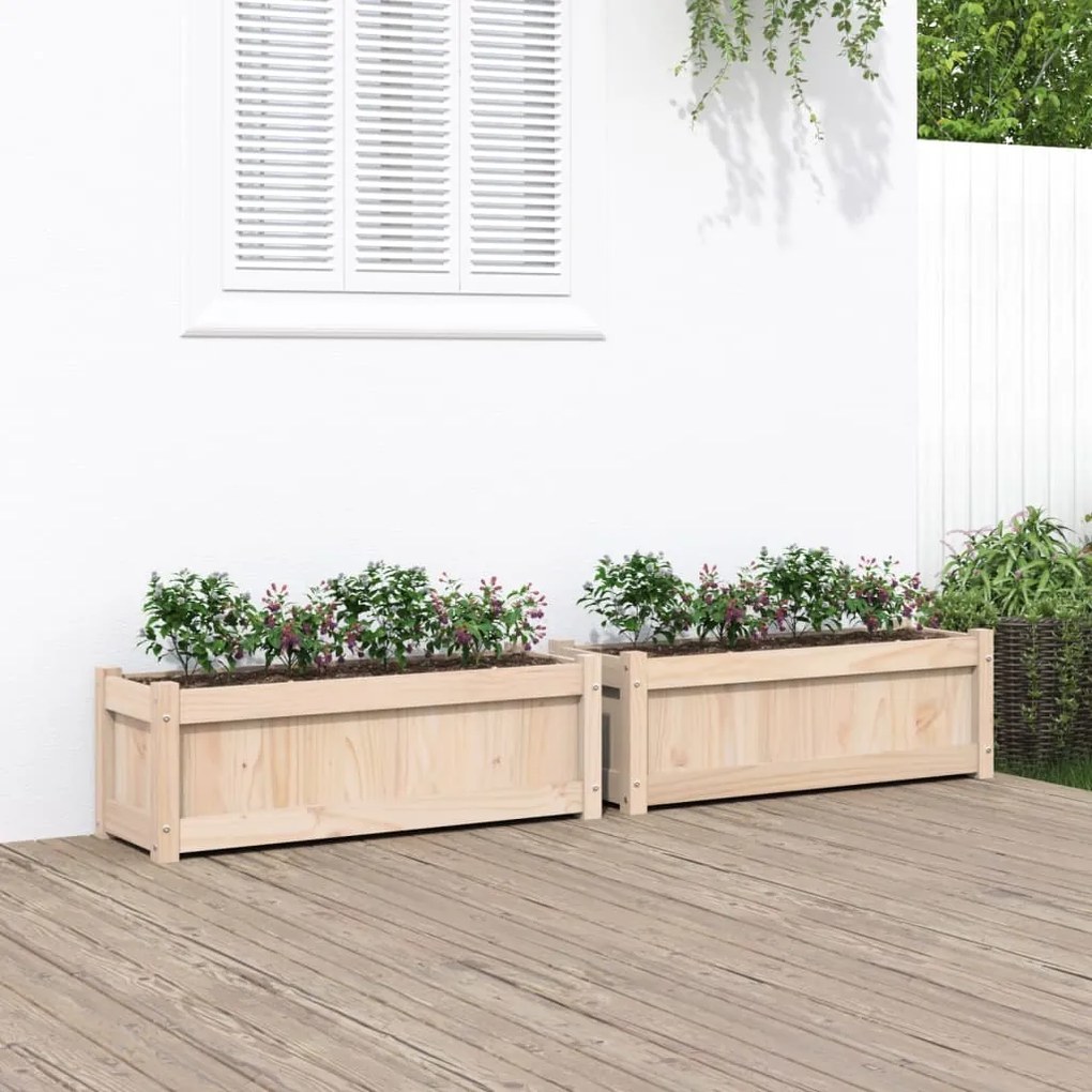 Fioriere Da Giardino 2 Pz İn Legno Massello Di Pino /
