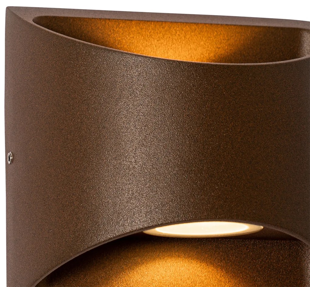 Lampada da parete per esterni moderna marrone ruggine con LED a 2 luci IP54 - Mal