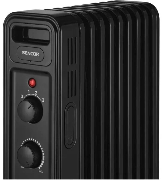 Sencor - Radiatore elettrico a olio con 9 elementi, 3 livelli di potenza 800/1200/2000 W, 230 V, nero