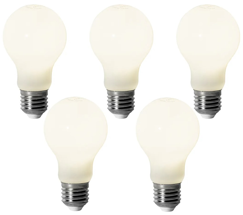 Set di 5 E27 dimbare LED lamp A60 opaal 7W 806 lm 4000K