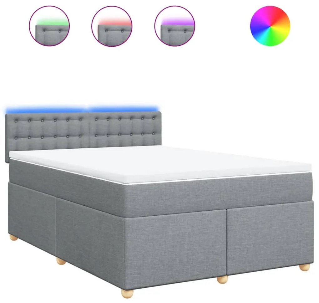 Giroletto a molle con materasso grigio chiaro 140x200cm tessuto