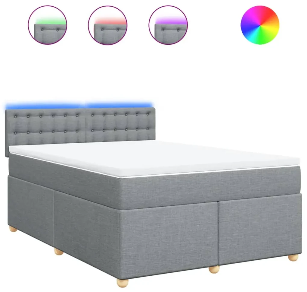 Giroletto a molle con materasso grigio chiaro 140x200cm tessuto