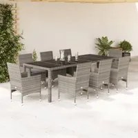 Set da Pranzo da Giardino 9 pz con Cuscini Polyrattan e Vetro 3278591