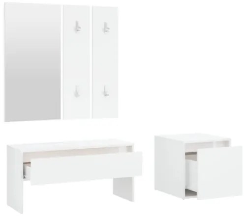 Set di Mobili da Corridoio Bianco Lucido in Legno Multistrato