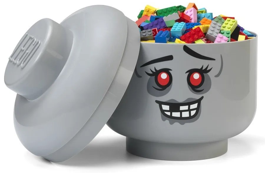 Scatola per bambini grigia in plastica ø 24x27 cm Head Zombie L – LEGO®