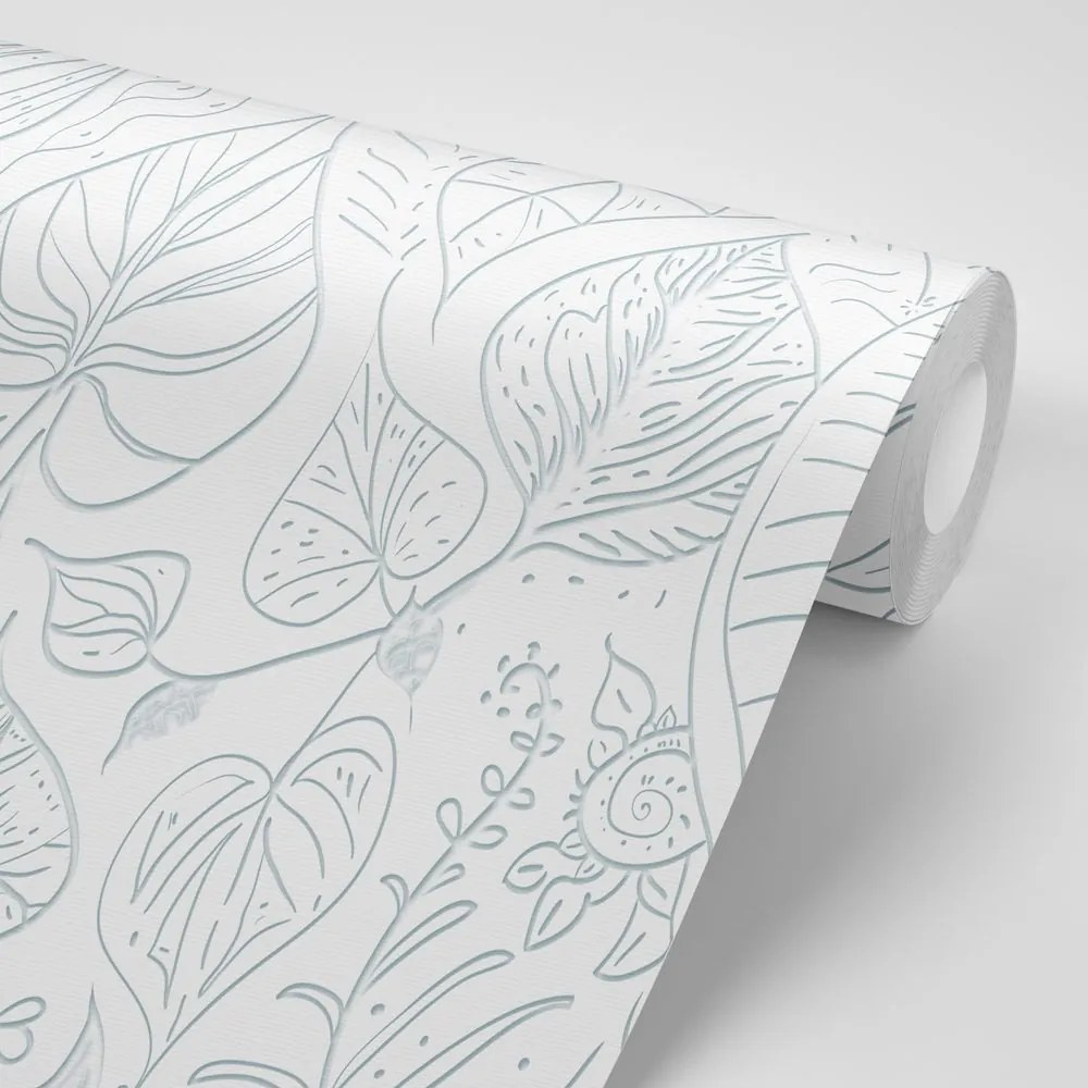 Carta da parati autoadesiva – Foglie magiche in bianco