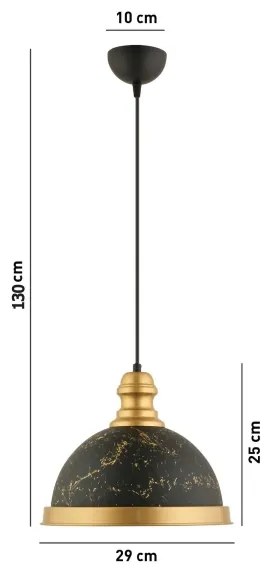 Lampadario a sospensione con cavo MONZA, 1xE27/40W/230V, Ø 29 cm, nero/bronzo
