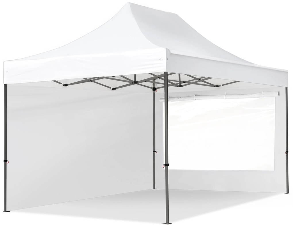 TOOLPORT 3x4,5m gazebo pieghevole con laterali (finestre panoramiche), PREMIUM acciaio, bianco - (600060)