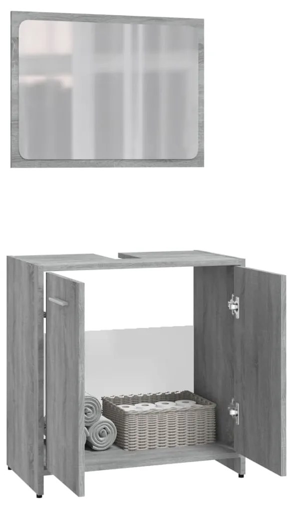 Set di mobili da bagno grigio sonoma in legno multistrato