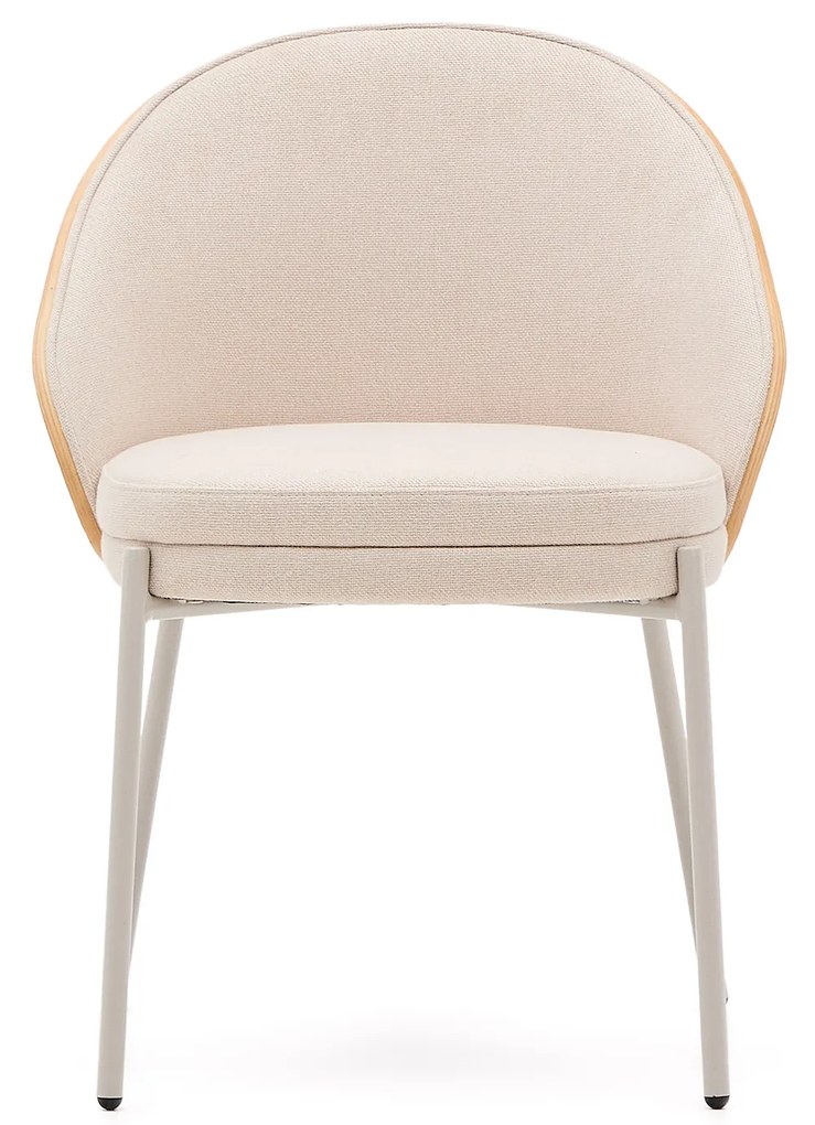 Kave Home - Sedia Eamy in ciniglia beige, impiallacciato in frassino con rifinitura naturale e metallo