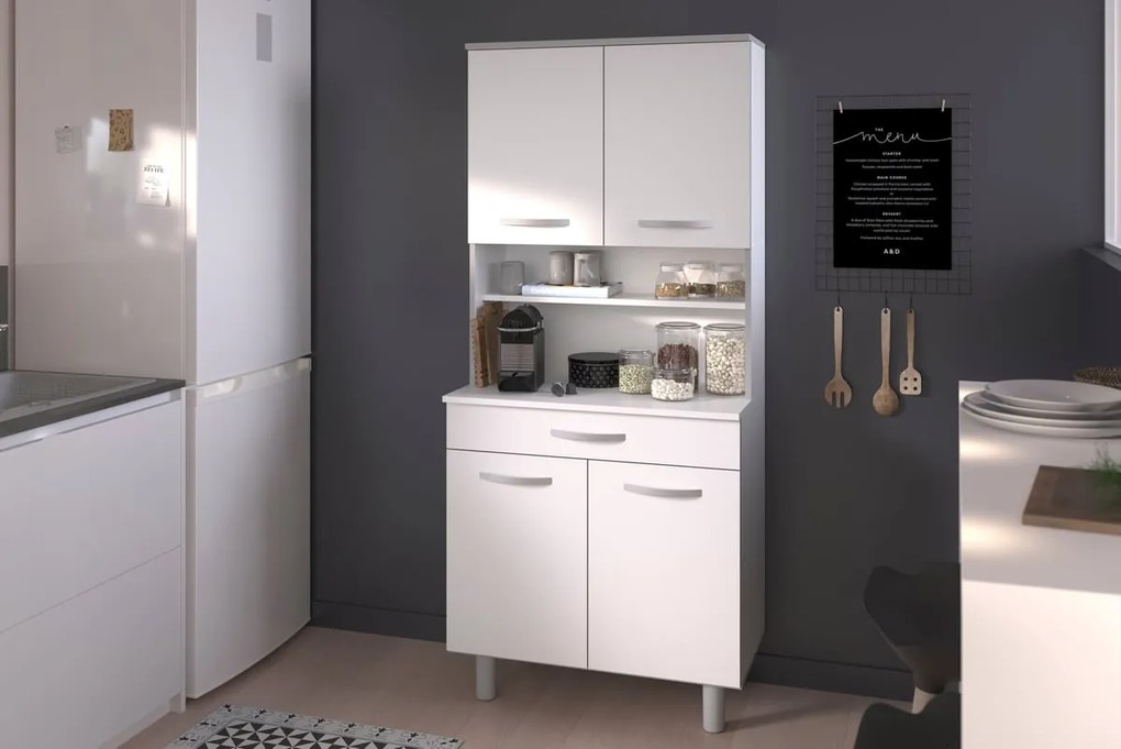 bianco e grigio L 80 x P 44.3 x H 180.6 cm