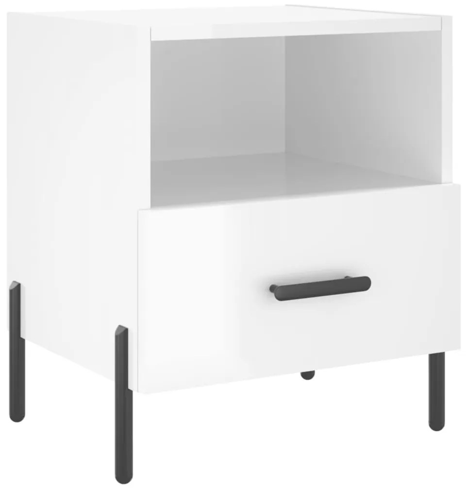 Comodini 2 pz Bianco Lucido 40x35x47,5 cm in Legno Multistrato