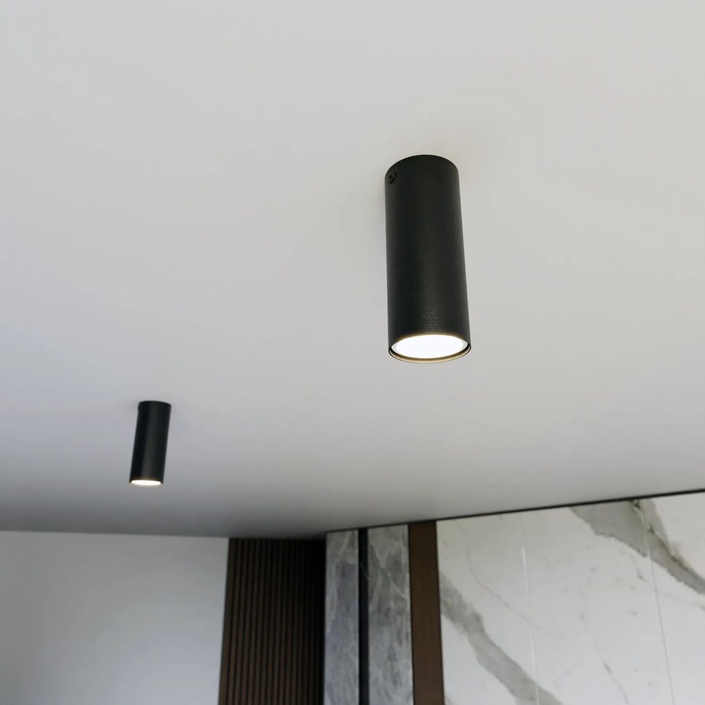 Plafoniera Moderna Faretto Tecno 1 Luce Acciaio Nero 15 Cm