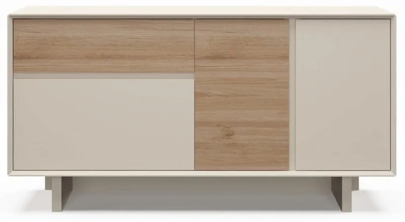 Cassettiera beige/di colore naturale con effetto rovere 146x76x45 cm Carpi – Marckeric