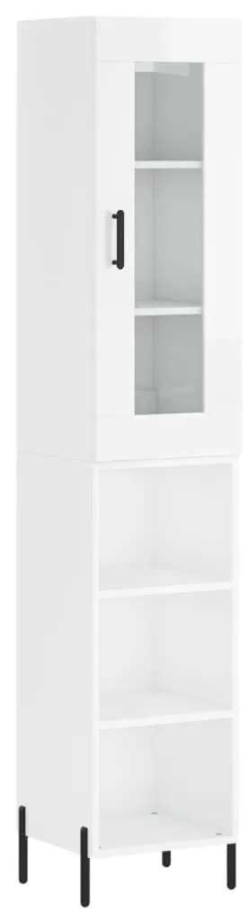 Credenza 34,5x34x180 cm in legno multistrato bianco lucido