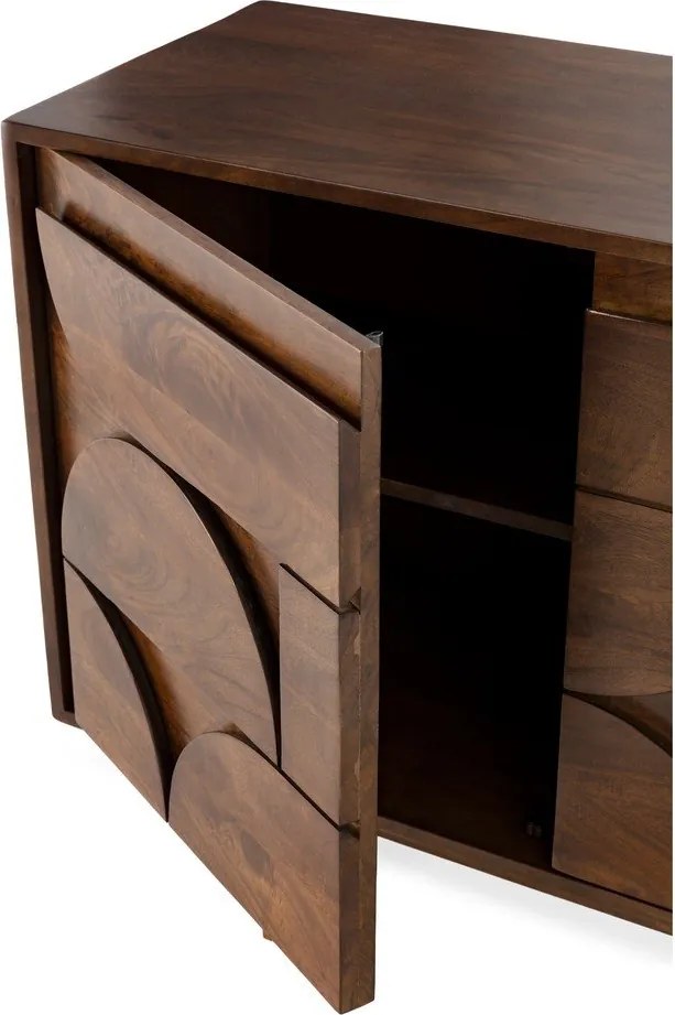 Cassettiera marrone in mango massiccio 145x76x40 cm Trisha – MOME