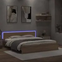 Giroletto con Testiera e LED Rovere Sonoma 180x200 cmcod mxl 85529