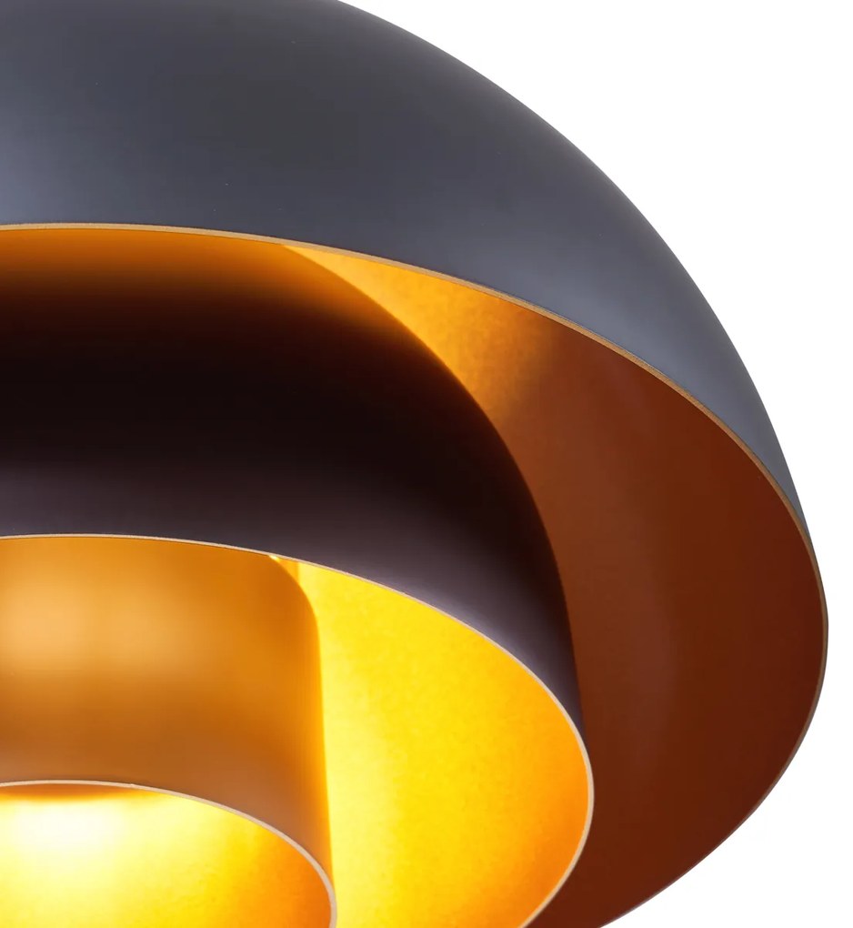 Lampada a Sospensione Moderna Nera con Interno Dorato - Loes