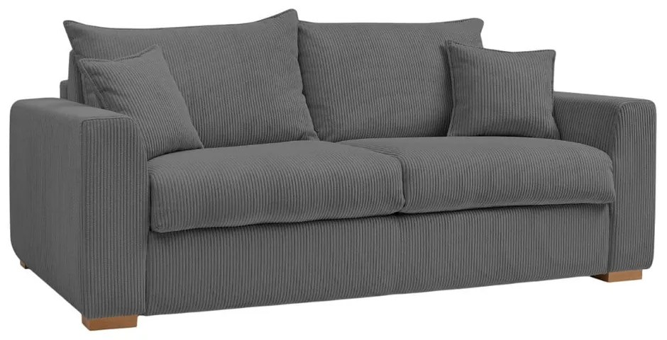 Divano grigio allungabile con rivestimento in velluto a coste 225 cm Augustin – Bobochic Paris