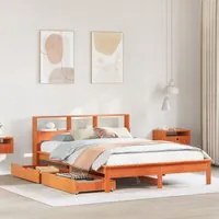 Letto Libreria senza Materasso Marrone Cera 120x190 cm in Pino 3309829