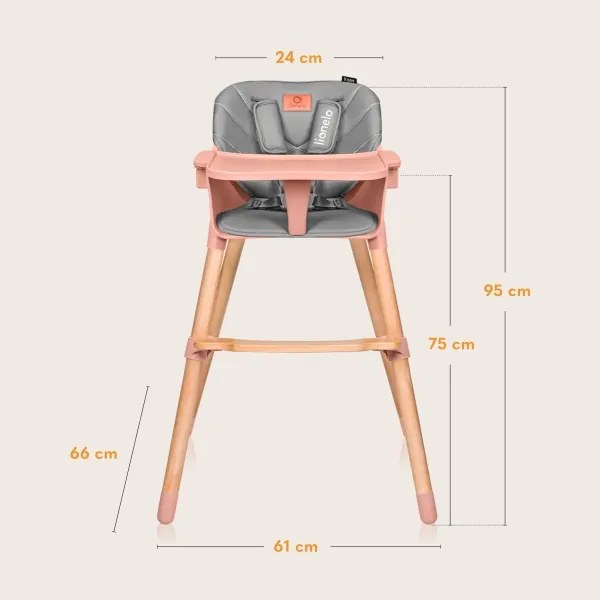 Lionelo - Seggiolone 2 in 1 KOEN Rosa