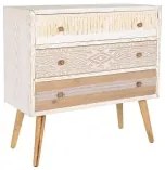 Cassettiera DKD Home Decor Abete Naturale Cotone Bianco (80 x 35 x 80 cm)