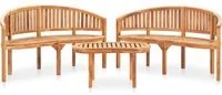 Set Salotto da Giardino 3 pz Design Curvo in Massello di Teak 3059967