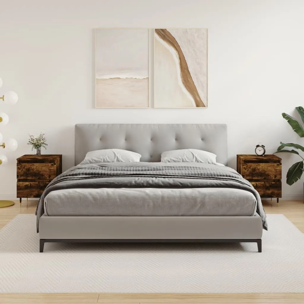 Comodini 2pz Rovere Fumo 40x35x50 Cm İn Legno Multistrato /