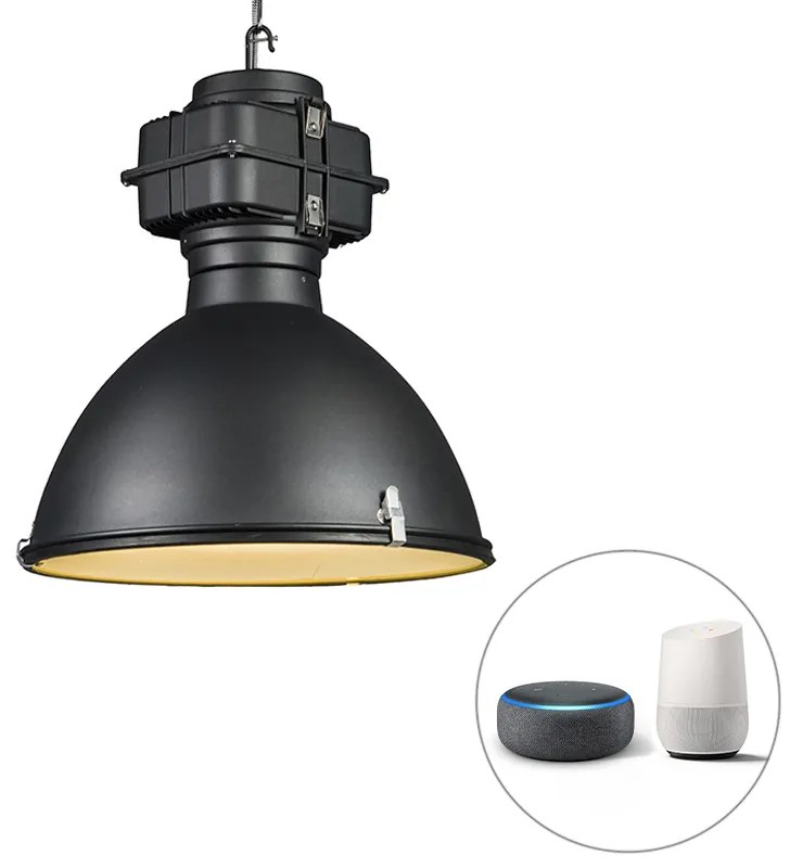 Lampada a sospensione industriale intelligente nera 53 cm incl. A60 Wifi - Sicko
