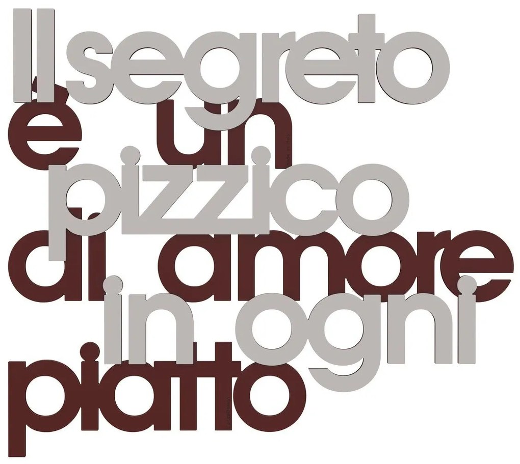 Callea Design Scritta da parete in legno "Il segreto è un pizzico..." -in varie colorazioni ROSSO VINO 48 x 42 cm
