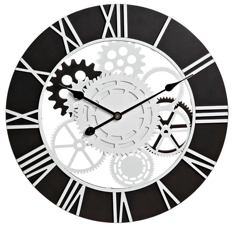 Orologio da Parete DKD Home Decor Legno Nero Bianco Ferro Ingranaggi (60 x 4 x 60 cm)