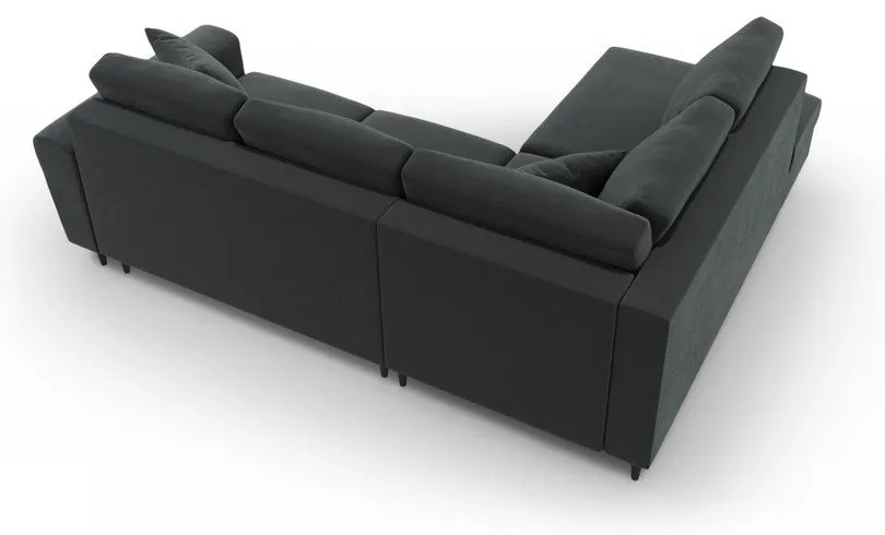 Divano angolare grigio scuro allungabile e con contenitore (con penisola a sinistra/a L) con rivestimento in velluto Kyoto – Cosmopolitan Design