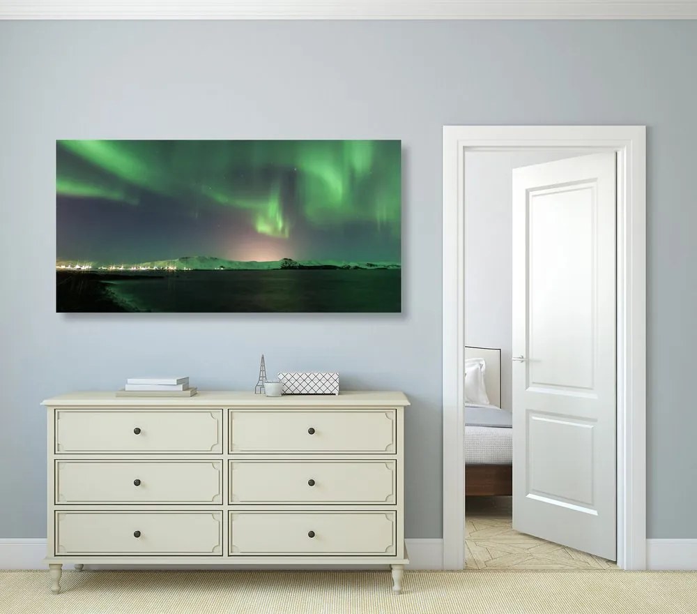 Quadro su tela – Straordinaria aurora verde
