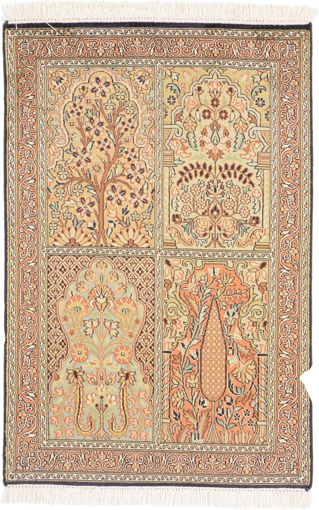 Cashmere Silk Tappeto orientale 90x60 (Indian) Annodato A Mano