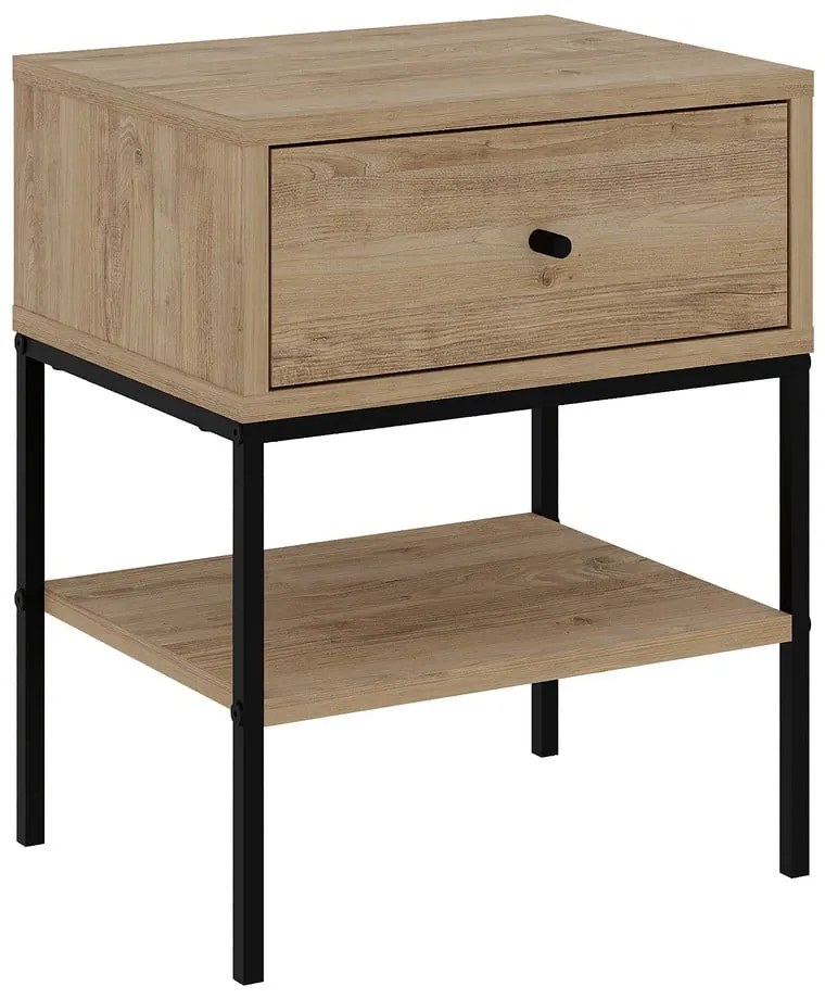 Comodino in rovere con ripiani in colore naturale Lisa - Marckeric